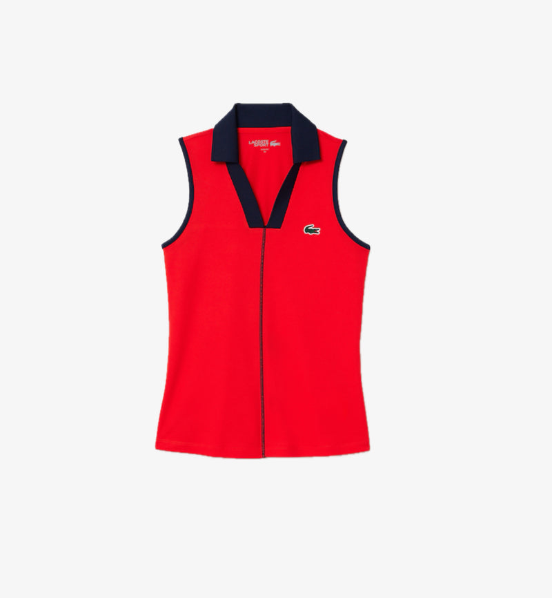 Lacoste Slim Fit Ultra Dry Sleeveless Tennis Polo - Red