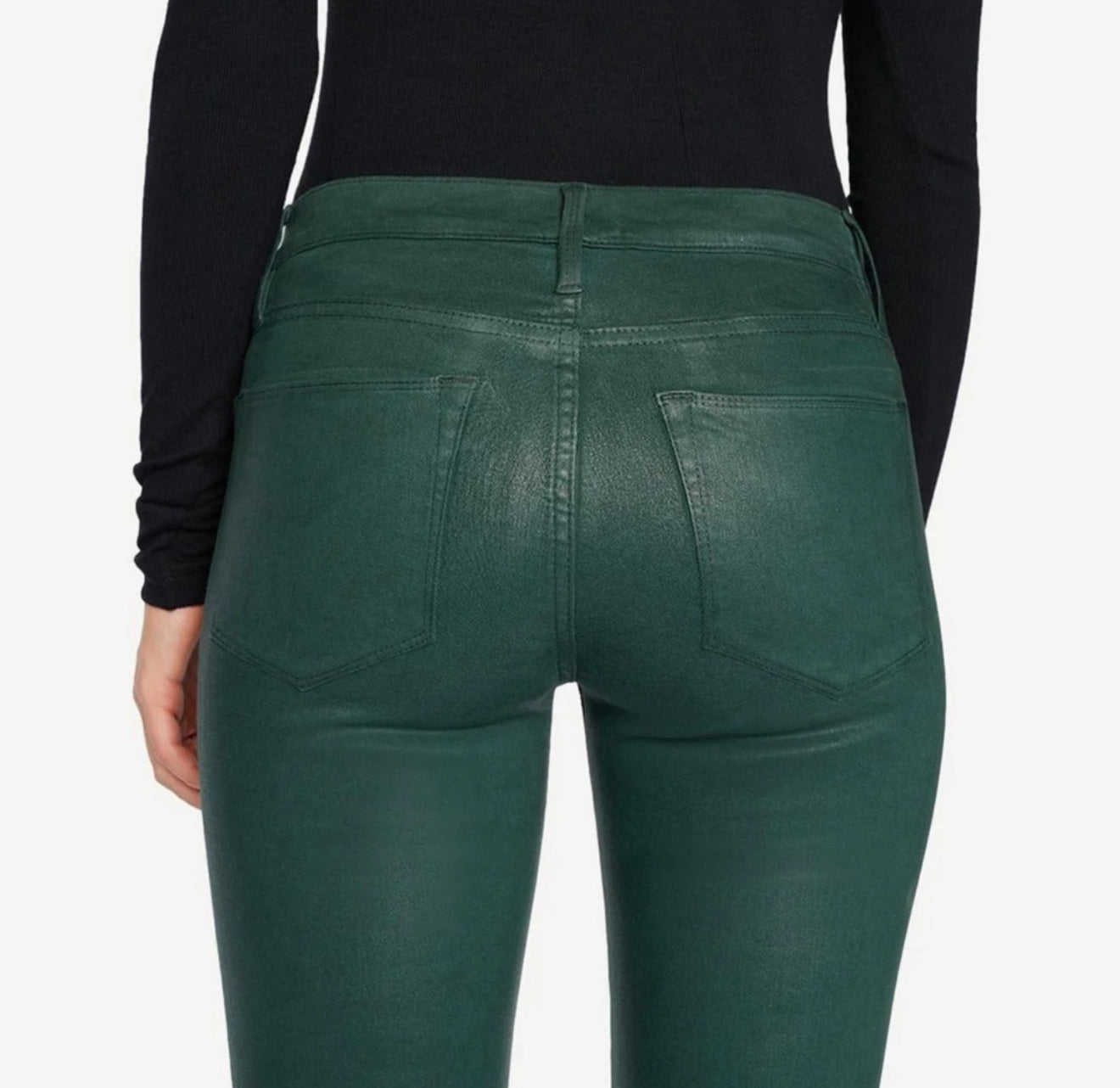 Frame Le High Straight Raw Stagger Coated Jean - Pine