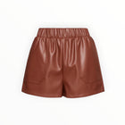Steve Madden Faux The Record Faux Leather Shorts - Toast