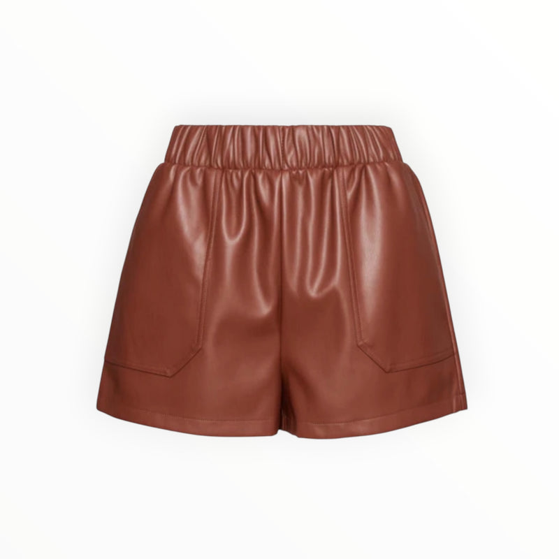 Steve Madden Faux The Record Faux Leather Shorts - Toast