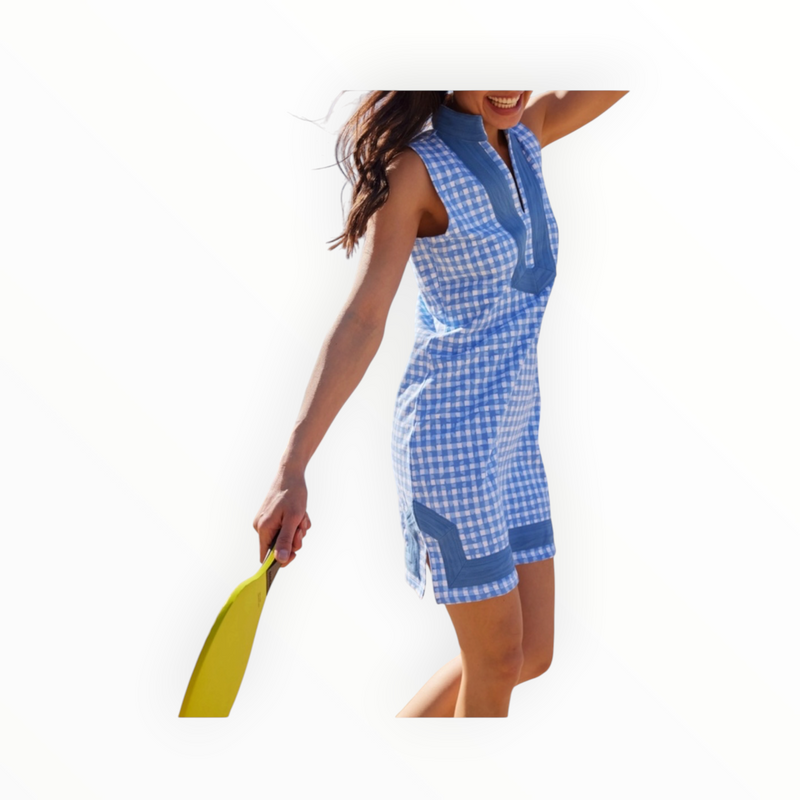 Sail To Sable Coastal Sleeveless Classic Tunic - Blue Gingham