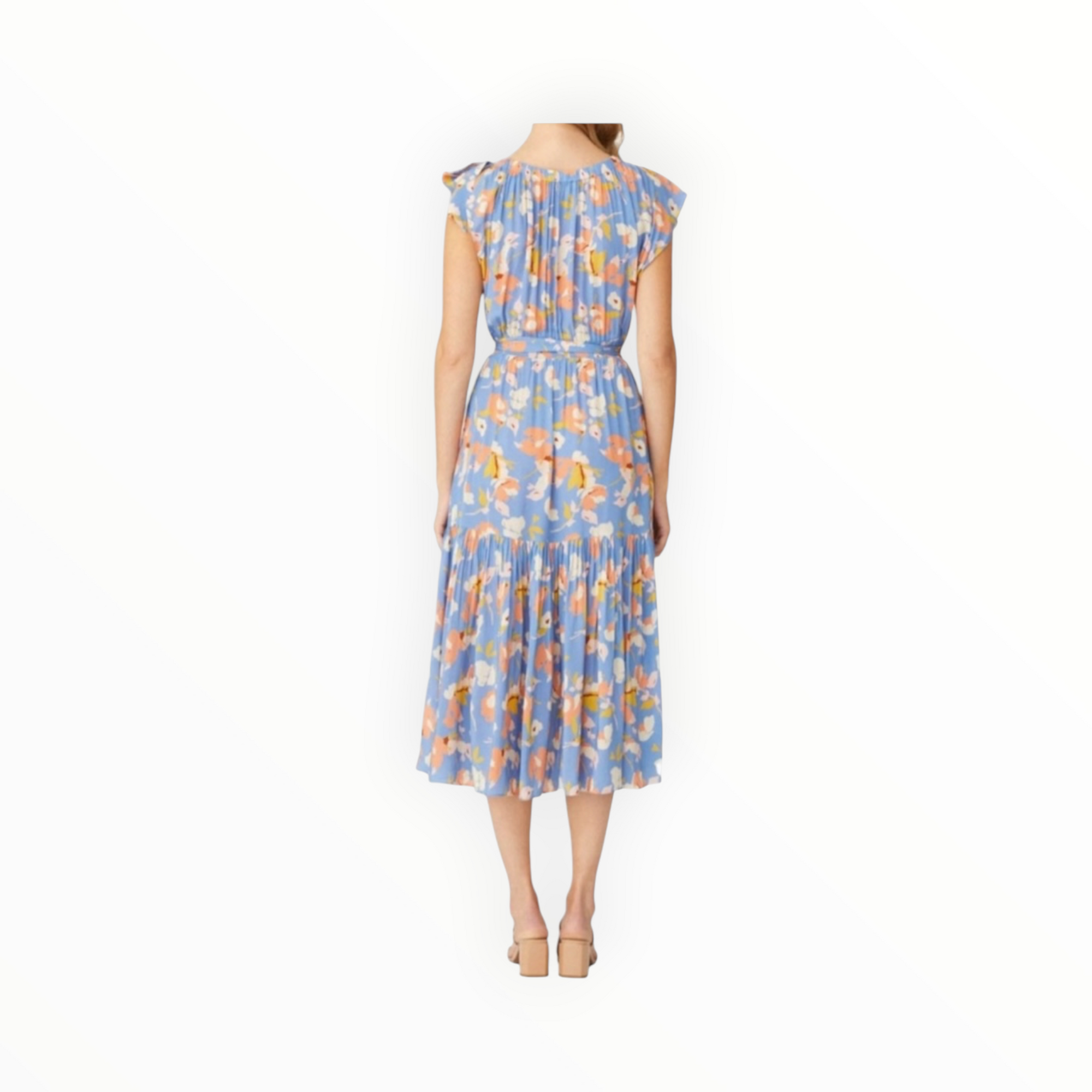 Shoshanna Peony Floral Dress - Slate Blue Multi