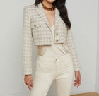 L'Agence Maura Cropped Jacket - Ecru/Gold