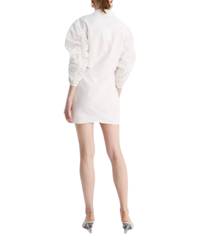 SUBOO Bentley Gathered Box Sleeve Mini Dress - White