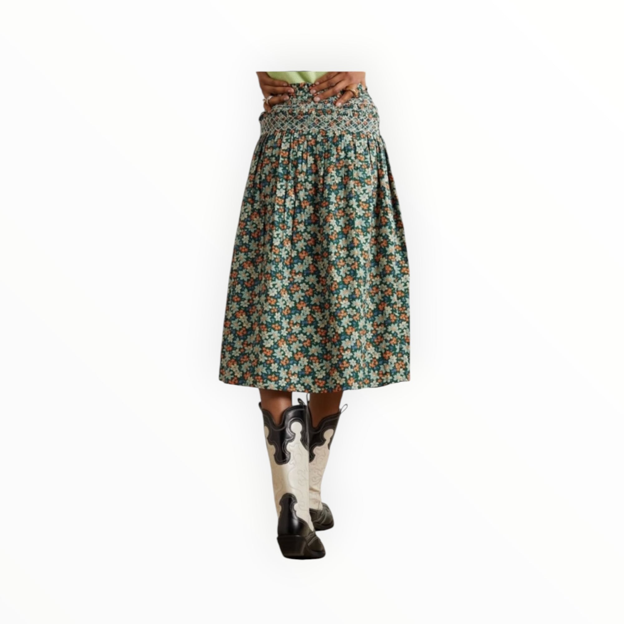 Sea New York Peggy Floral Print Voile Skirt - Forest