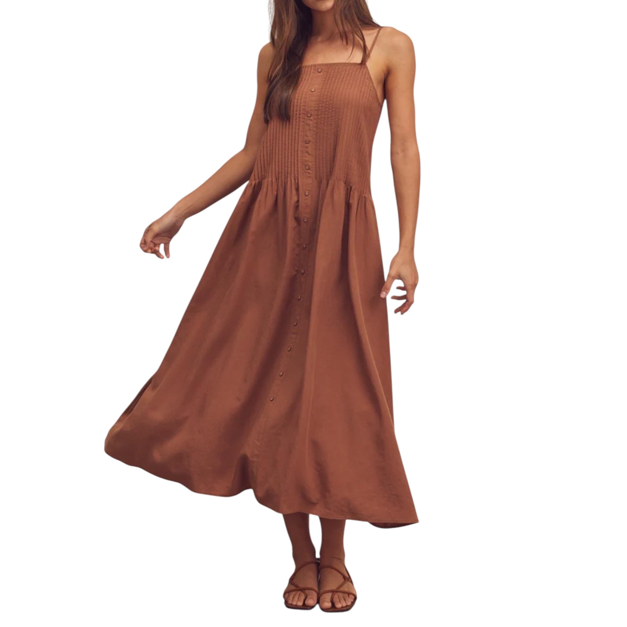 amente Pintuck Cami Dress - Latte