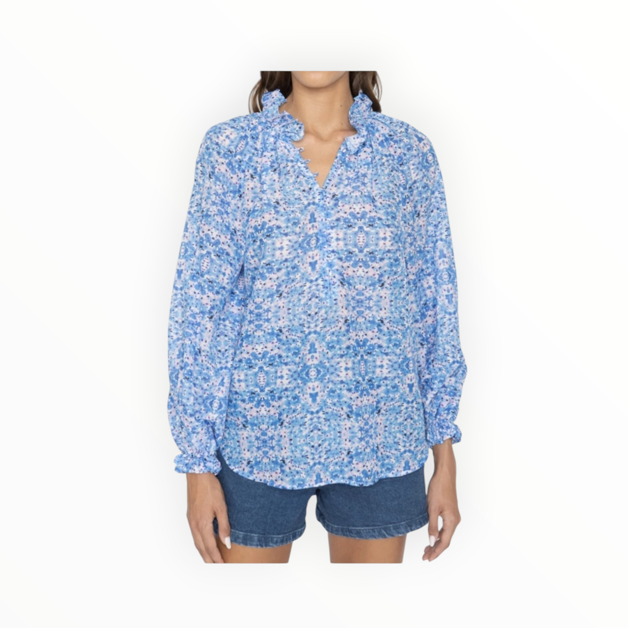 Caballero Leigh Folded Ink Blot Top - Blue