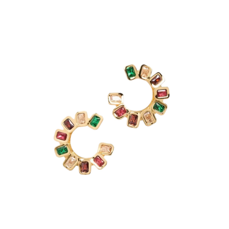 Lele Sadoughi Spiral Gem Earrings - Harlequin Rainbow