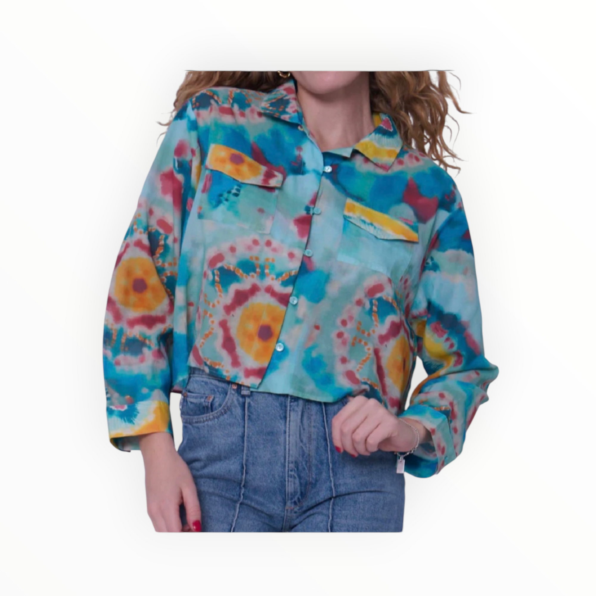 Love The Label Rachael Sari Top - Canary Tie Dye
