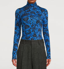 Smythe Jersey Turtleneck - Lapis Floral