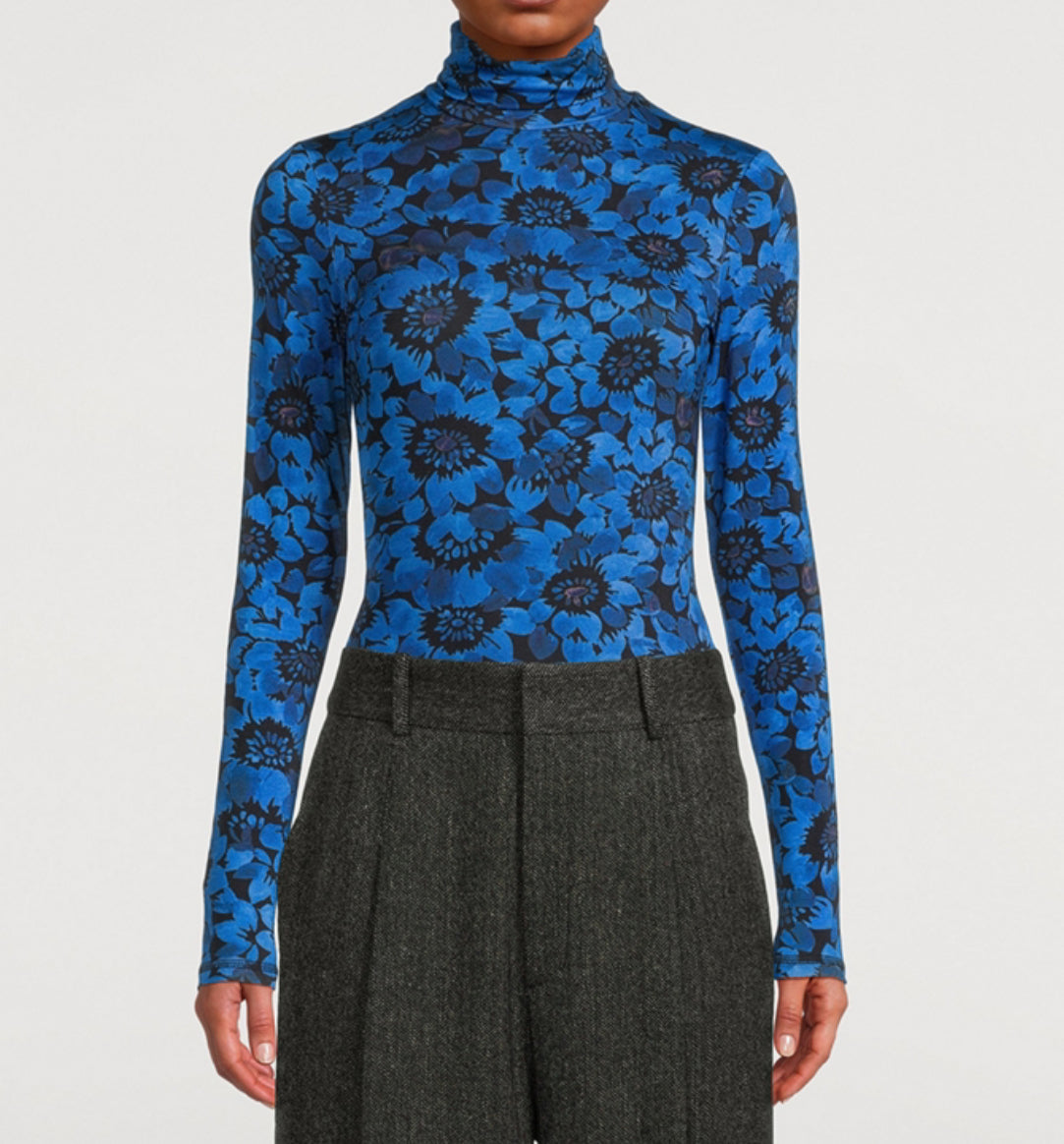 Smythe Jersey Turtleneck - Lapis Floral