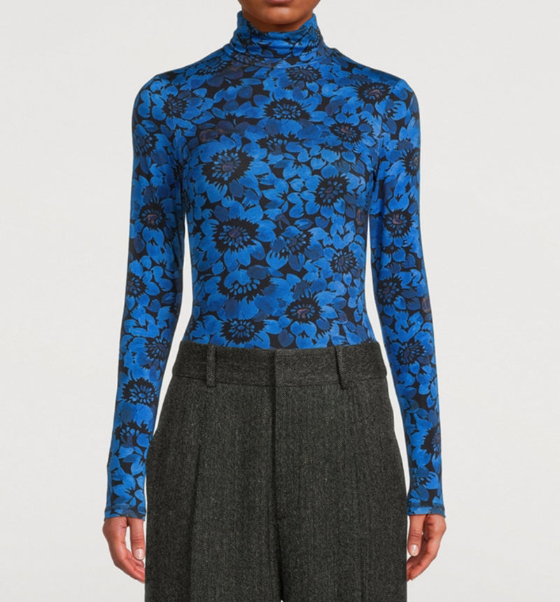 Smythe Jersey Turtleneck - Lapis Floral