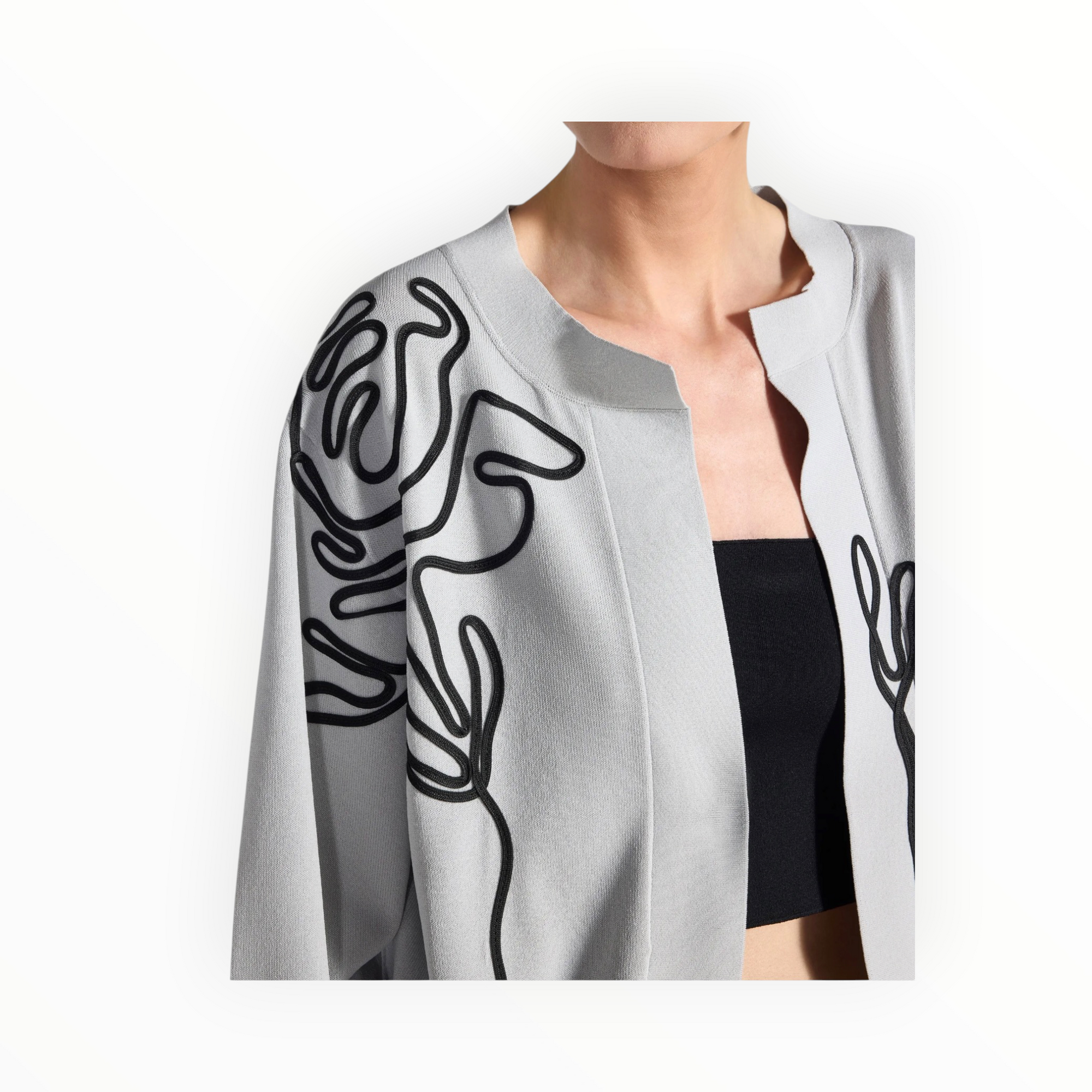Liviana Conti Embroidered Open Front Cardigan - Brezza