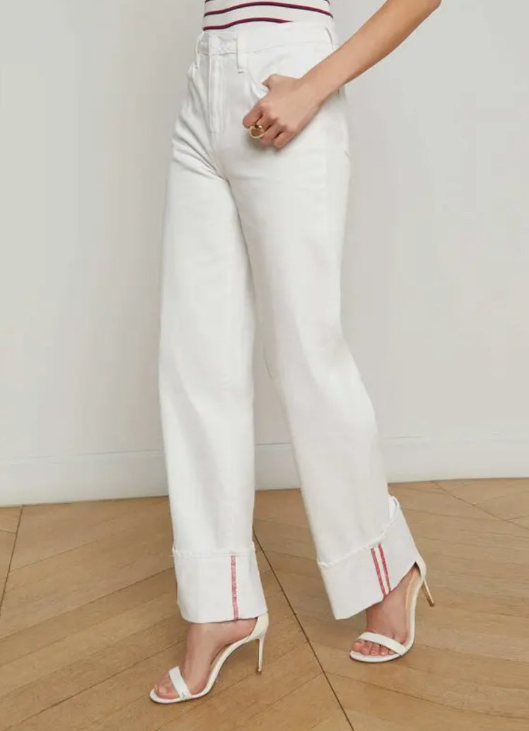 L'Agence Miley Jeans - Blanc Scarlett Red Contrast