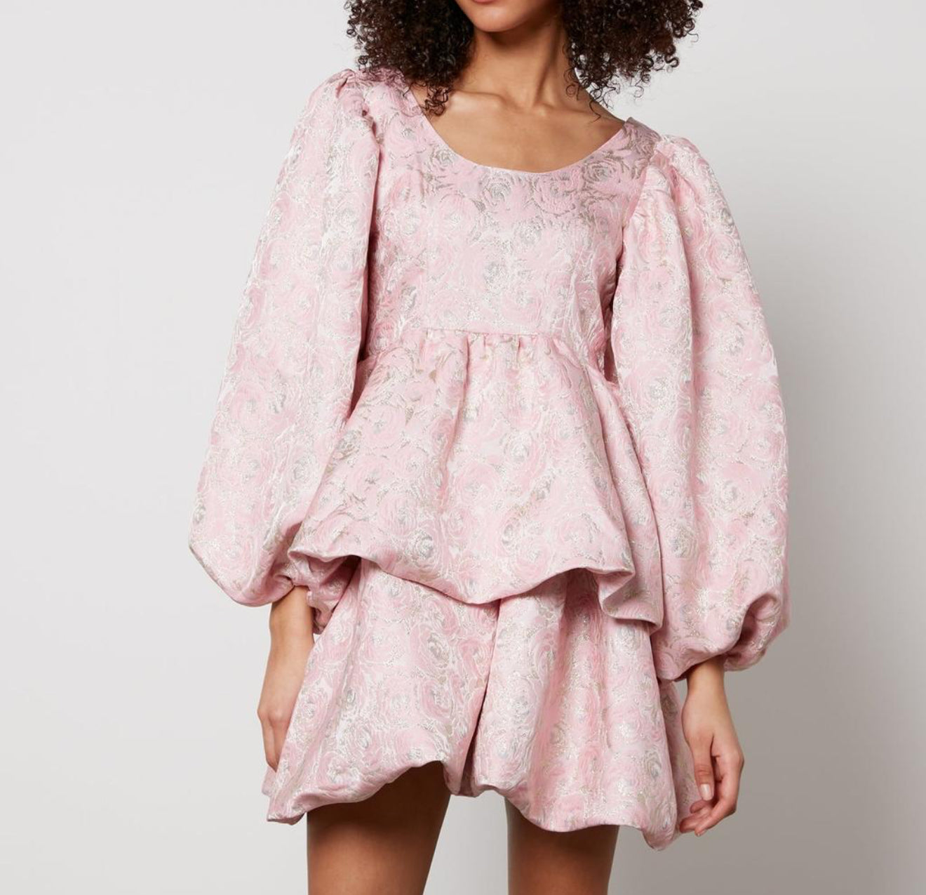 Sister Jane Watercolour Jacquard Mini Dress - Cherry Blossom Pink