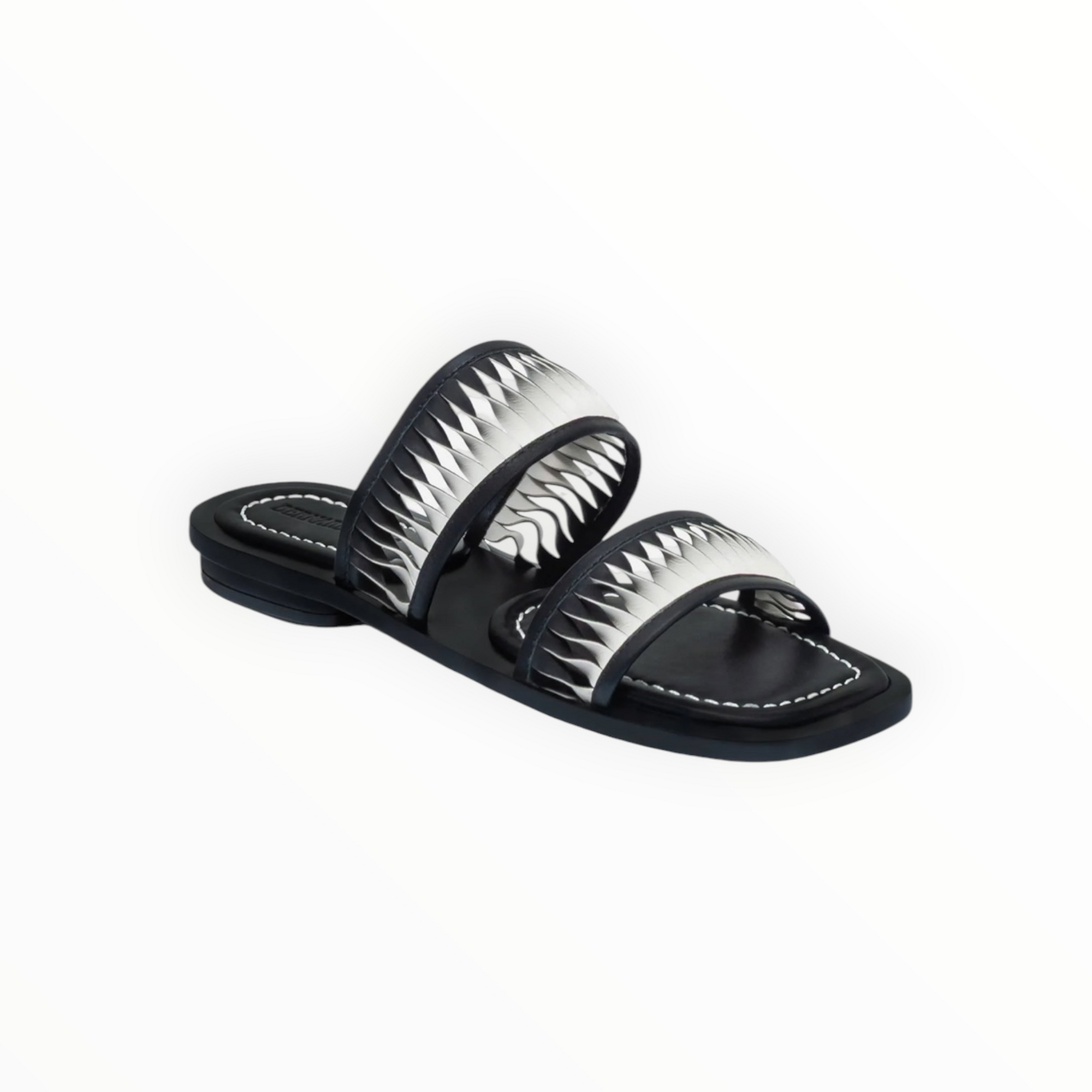 BERNARDO Andorra Slide Sandal - Black/Off White Glove Leather