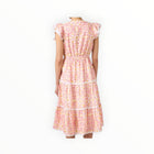 Sail To Sable Peach & Lemon Blush Medallion Print Flutter Sleeve Ric-Rac Dress