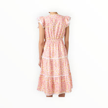 Sail To Sable Peach & Lemon Blush Medallion Print Flutter Sleeve Ric-Rac Dress