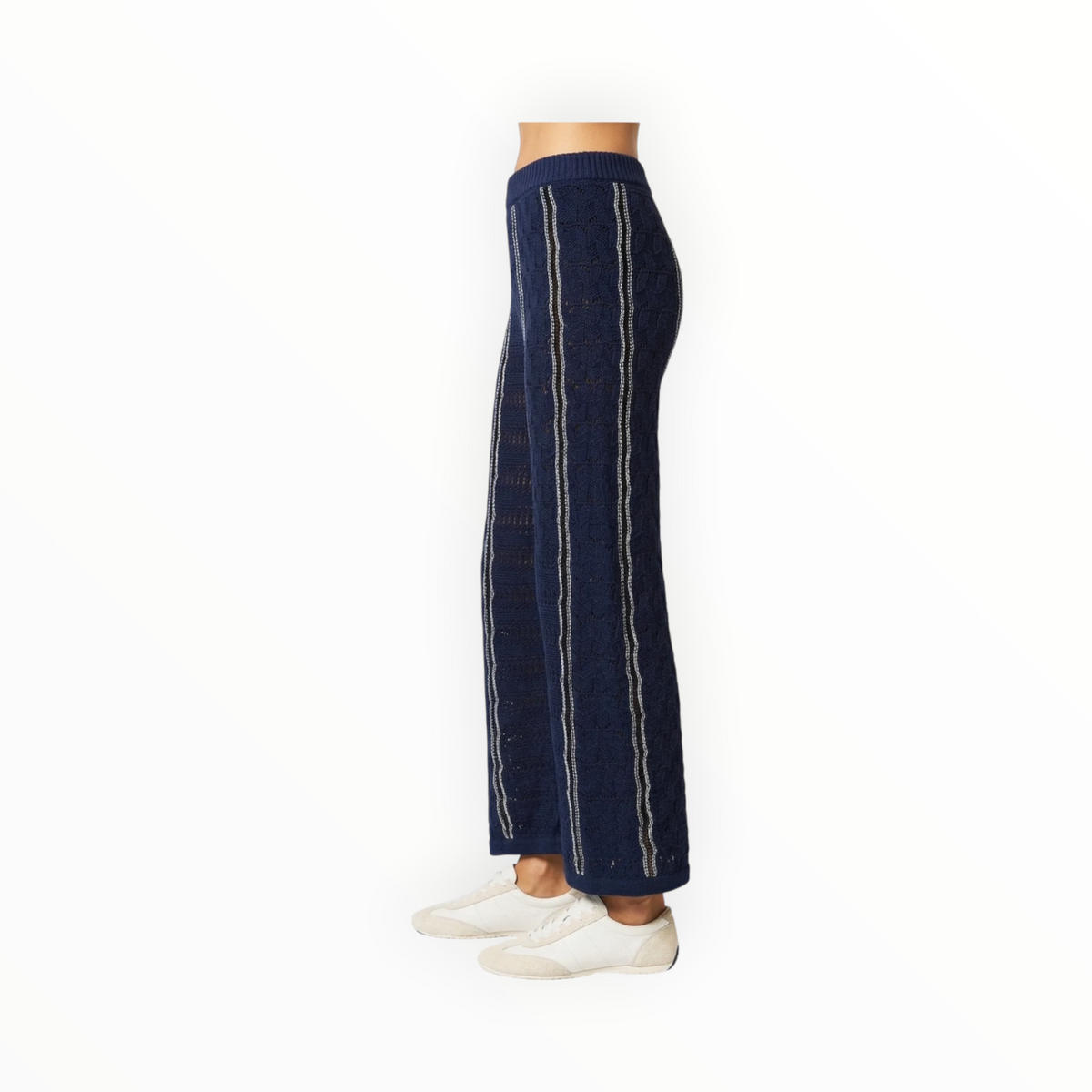 Central Park West Amber Novelty Stitch Sweater Pants - Navy