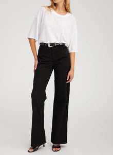 SPRWMN Mid Rise Wide Leg Twill Pant - Black