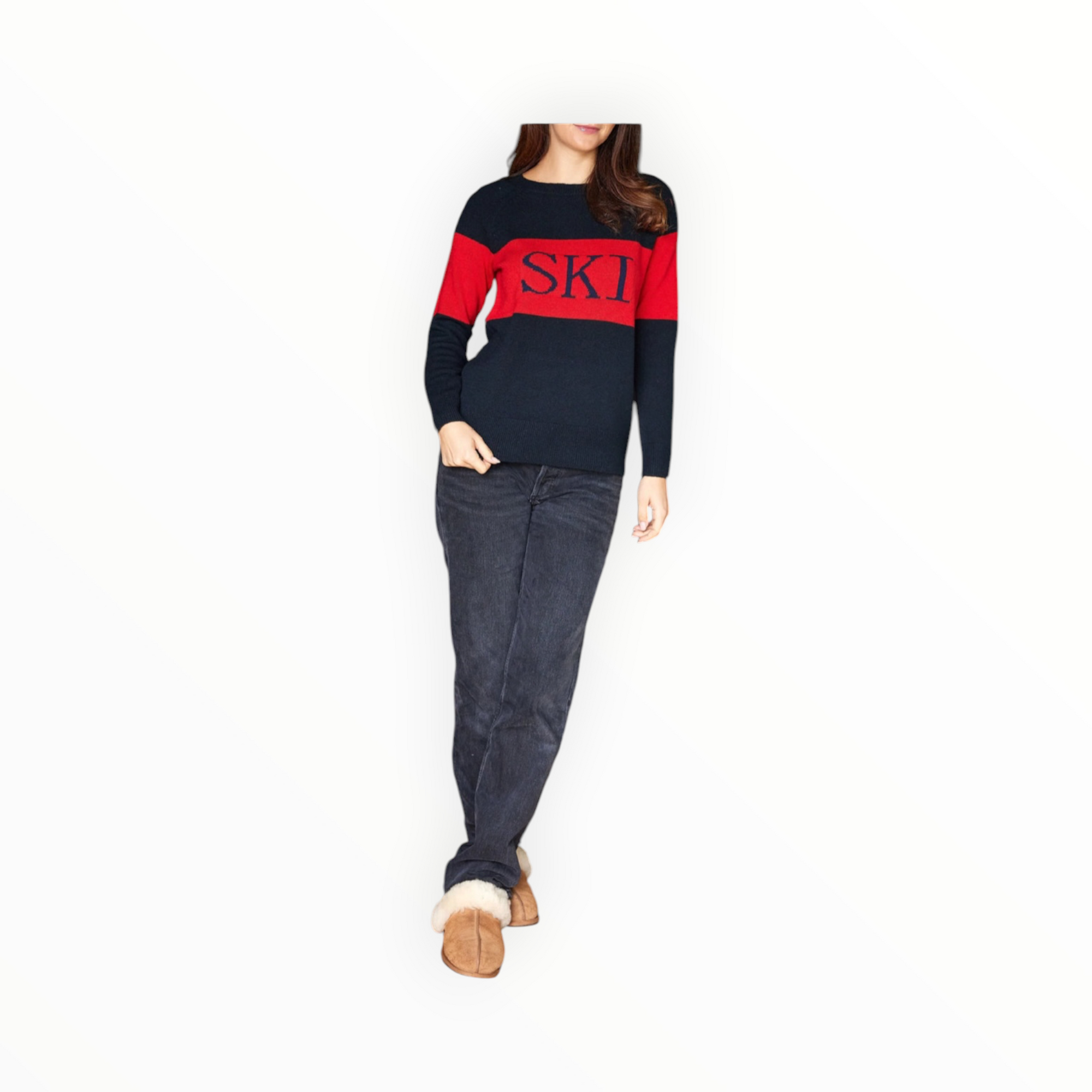 Sail To Sable Navy Fair Isle Ski Sweater - Black/Red/Navy