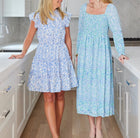 Sail to Sable Square Neck Dress - Blue Multi