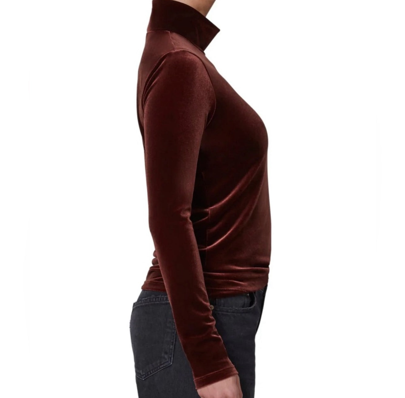 AGOLDE Pascale Turtleneck Top - Chocolate Milk