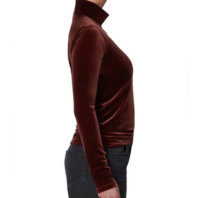 AGOLDE Pascale Turtleneck Top - Chocolate Milk