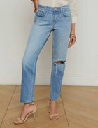 L’Agence Nevia Slouchy Straight-Leg Jean - Zion Destruct