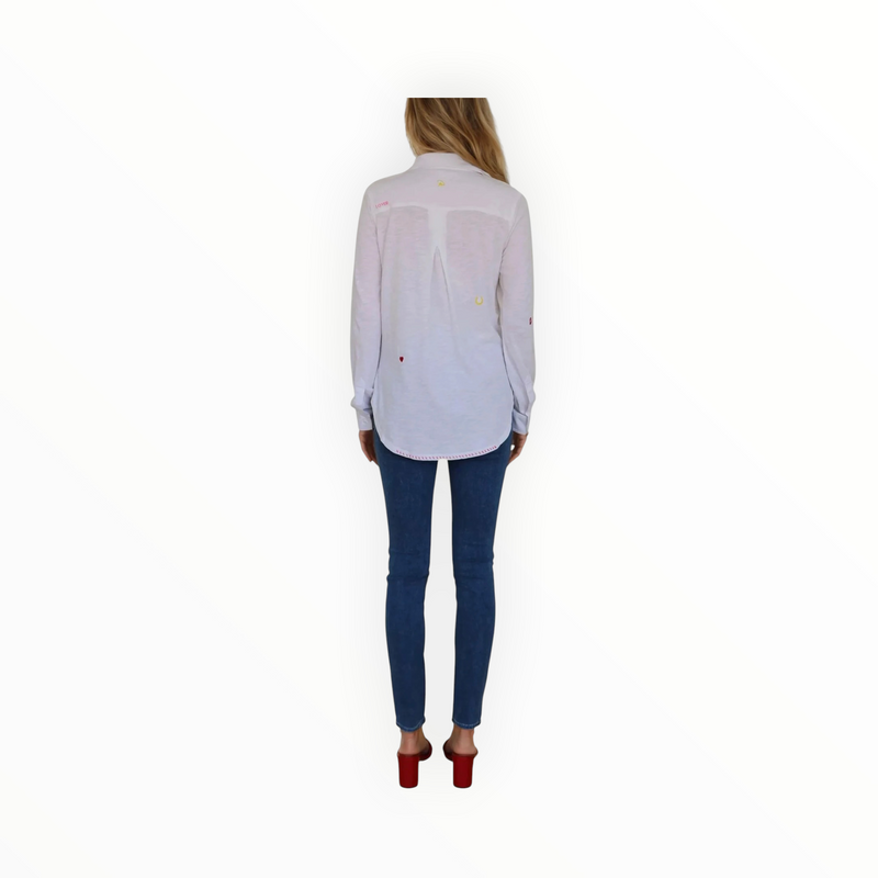 CHRLDR Embroidered Amrat Jersey Blouse - White