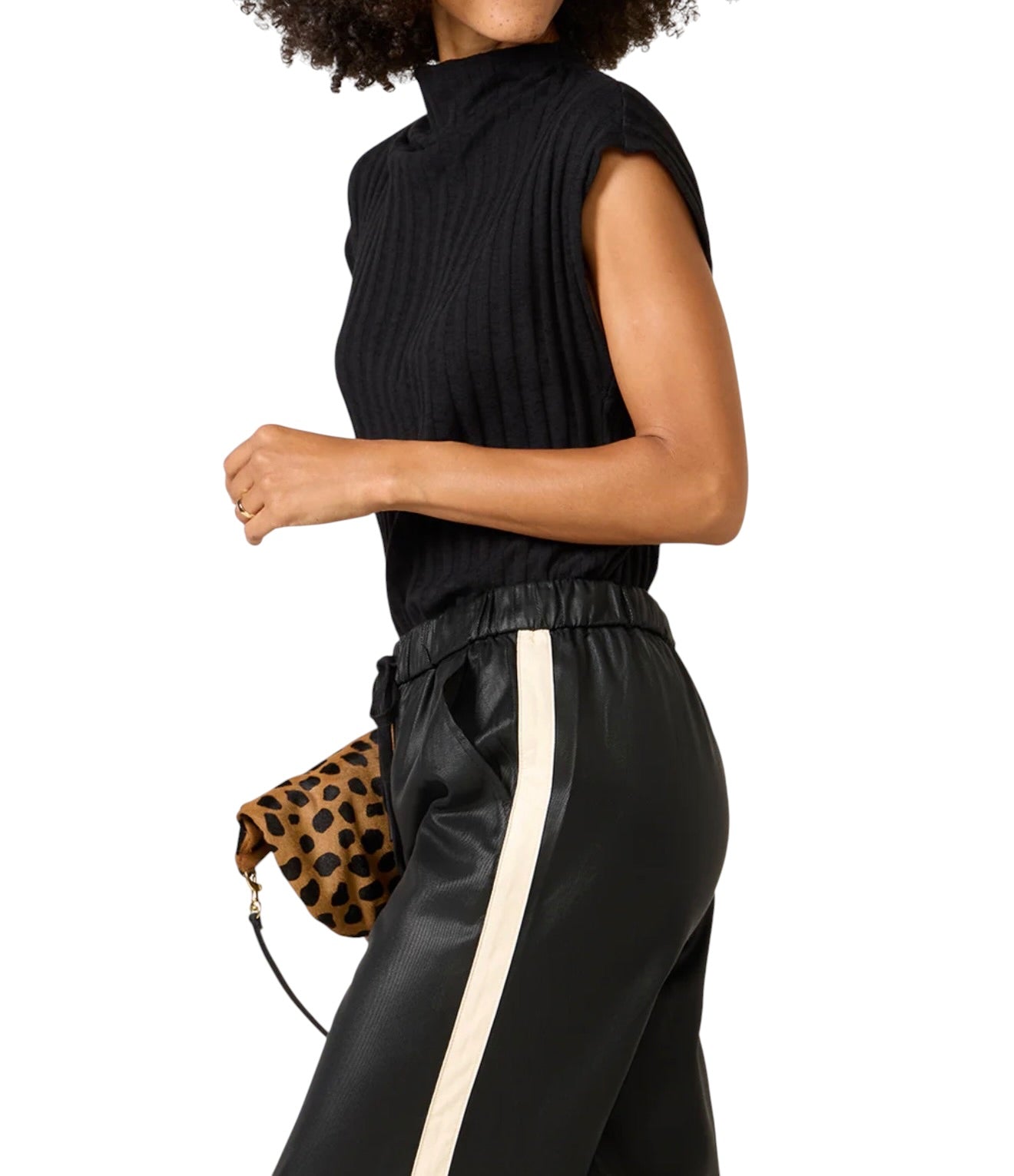Michael Stars Naira Mock Neck Top - Black