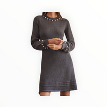Shoshanna Charity Faux Pearl-Trim Dress - Heather Grey