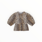 GANNI Cotton Poplin Peplum Tie Blouse - Leopard