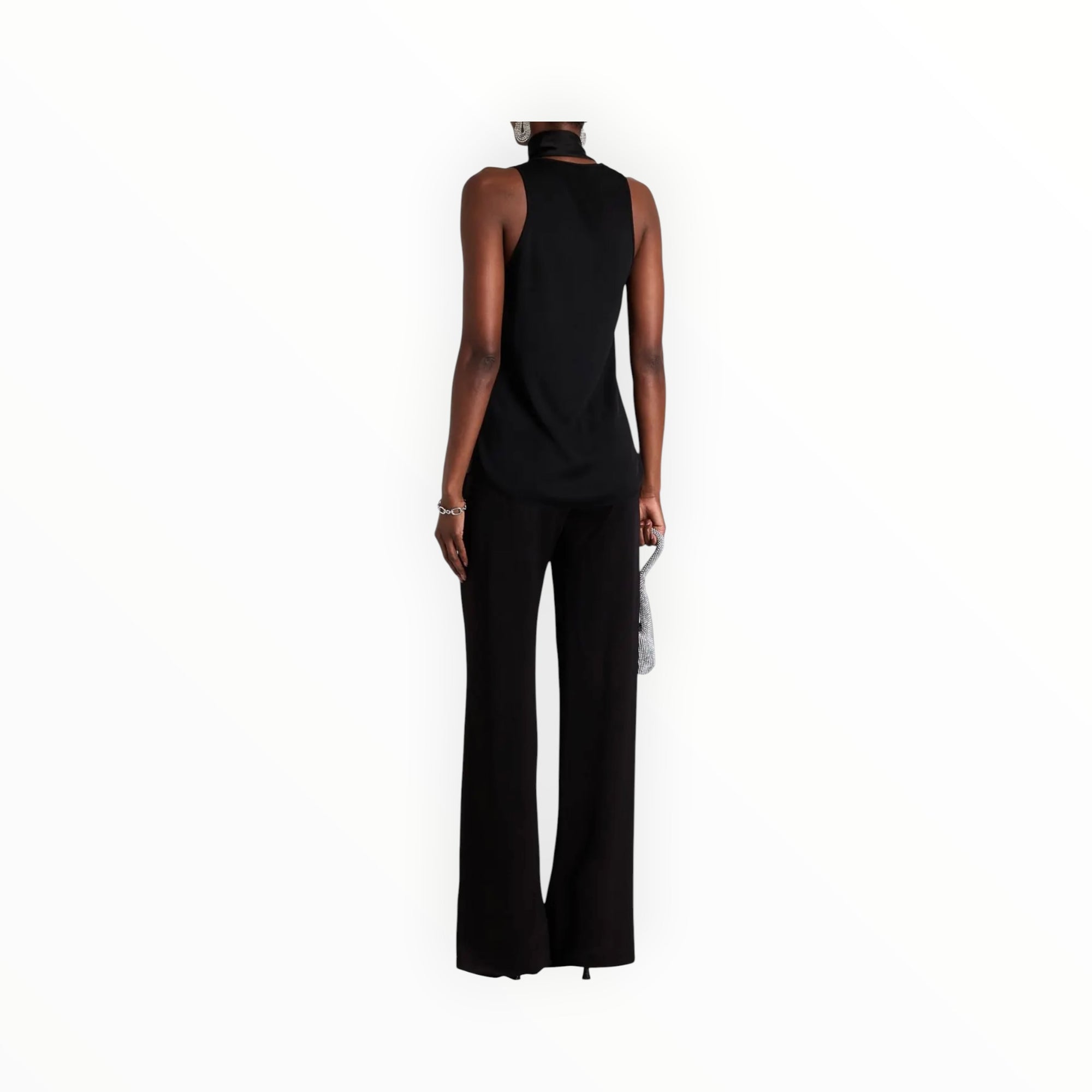 SIMKHAI McKinnon Tie Neck Top - Black