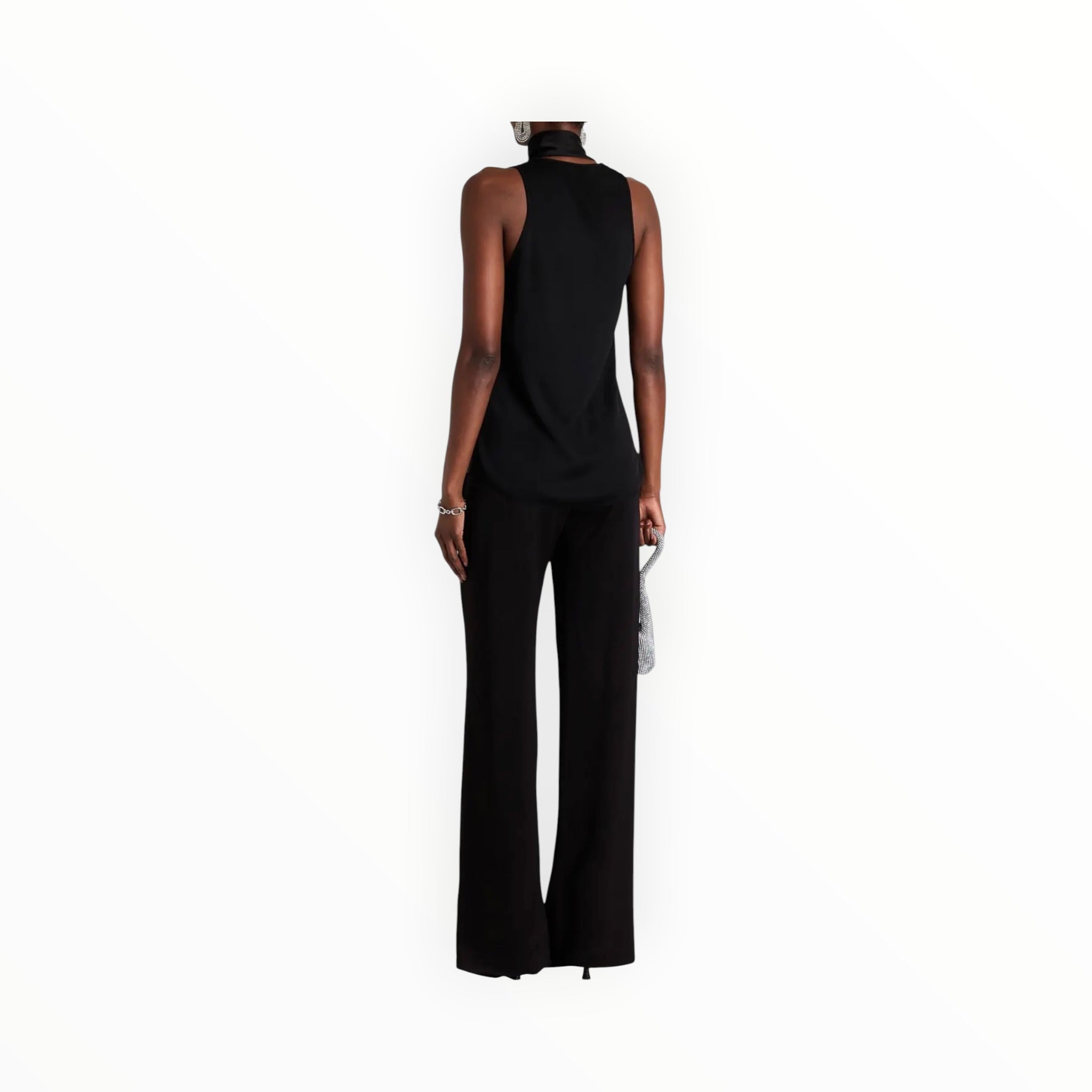 SIMKHAI McKinnon Tie Neck Top - Black