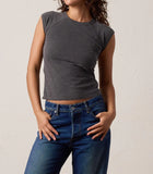 NSF Chloe Fitted Slub Jersey Muscle Tee - Faded Black