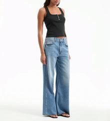 Veronica Beard Kasey Wide-Leg Jean - Dusted Glare