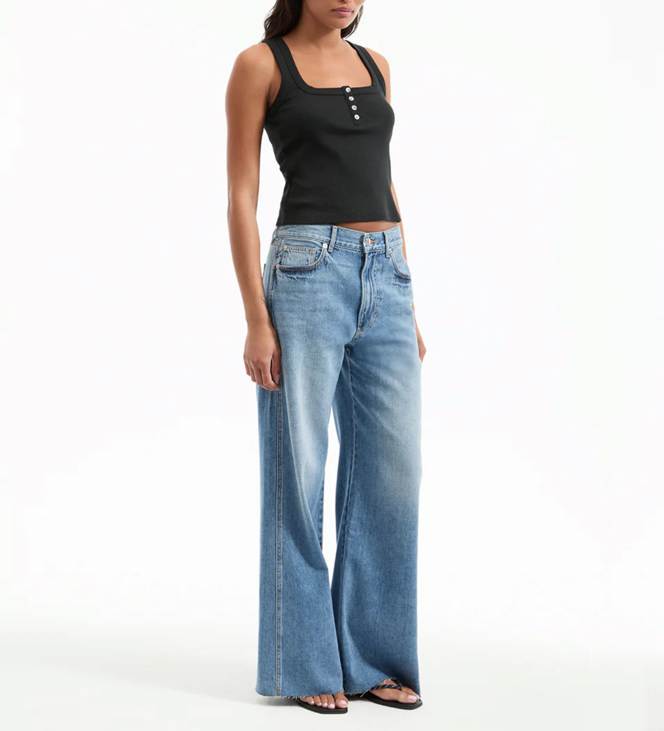 Veronica Beard Kasey Wide-Leg Jean - Dusted Glare