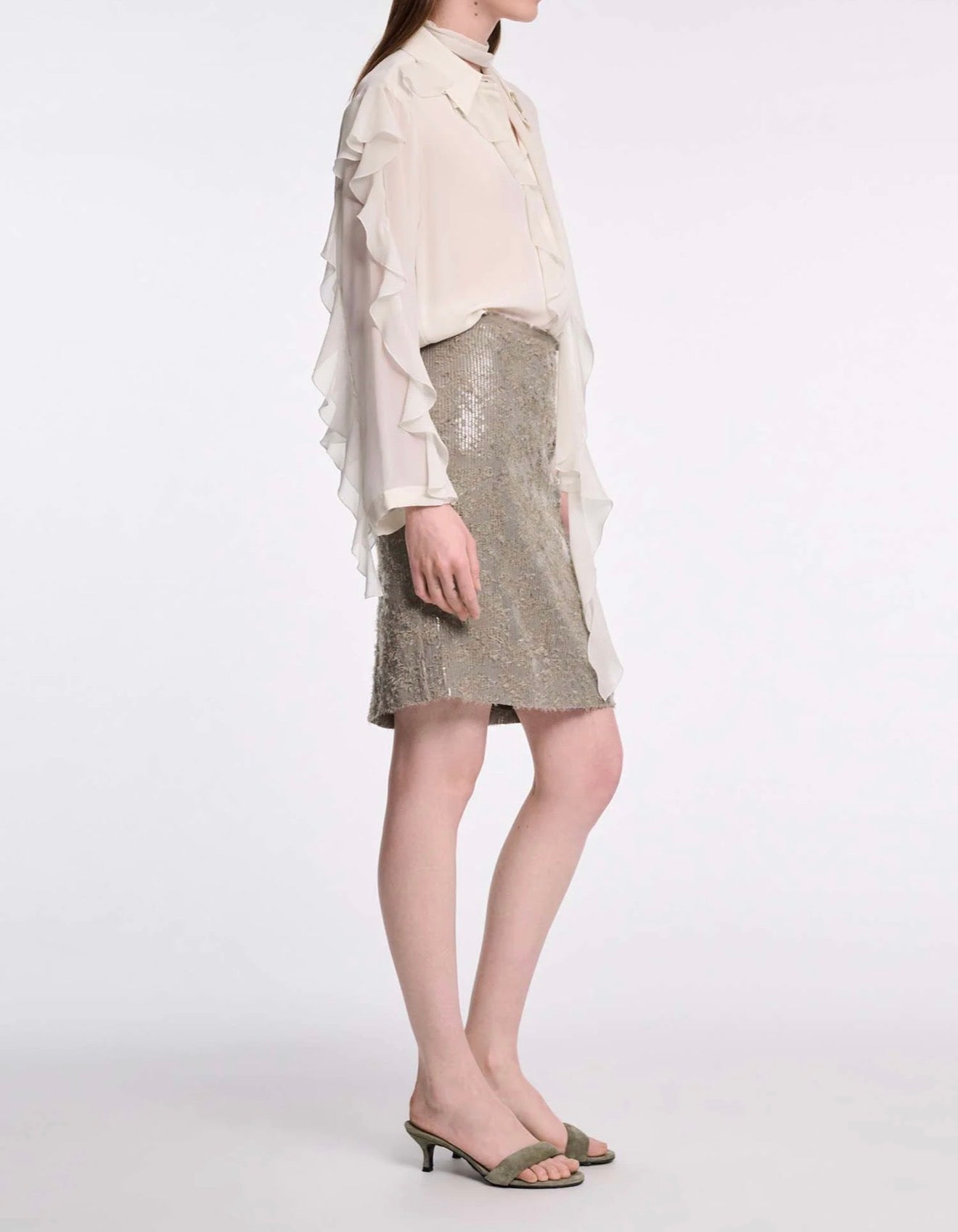Dorothee Schumacher Sequin Statement Skirt - Olive Grey