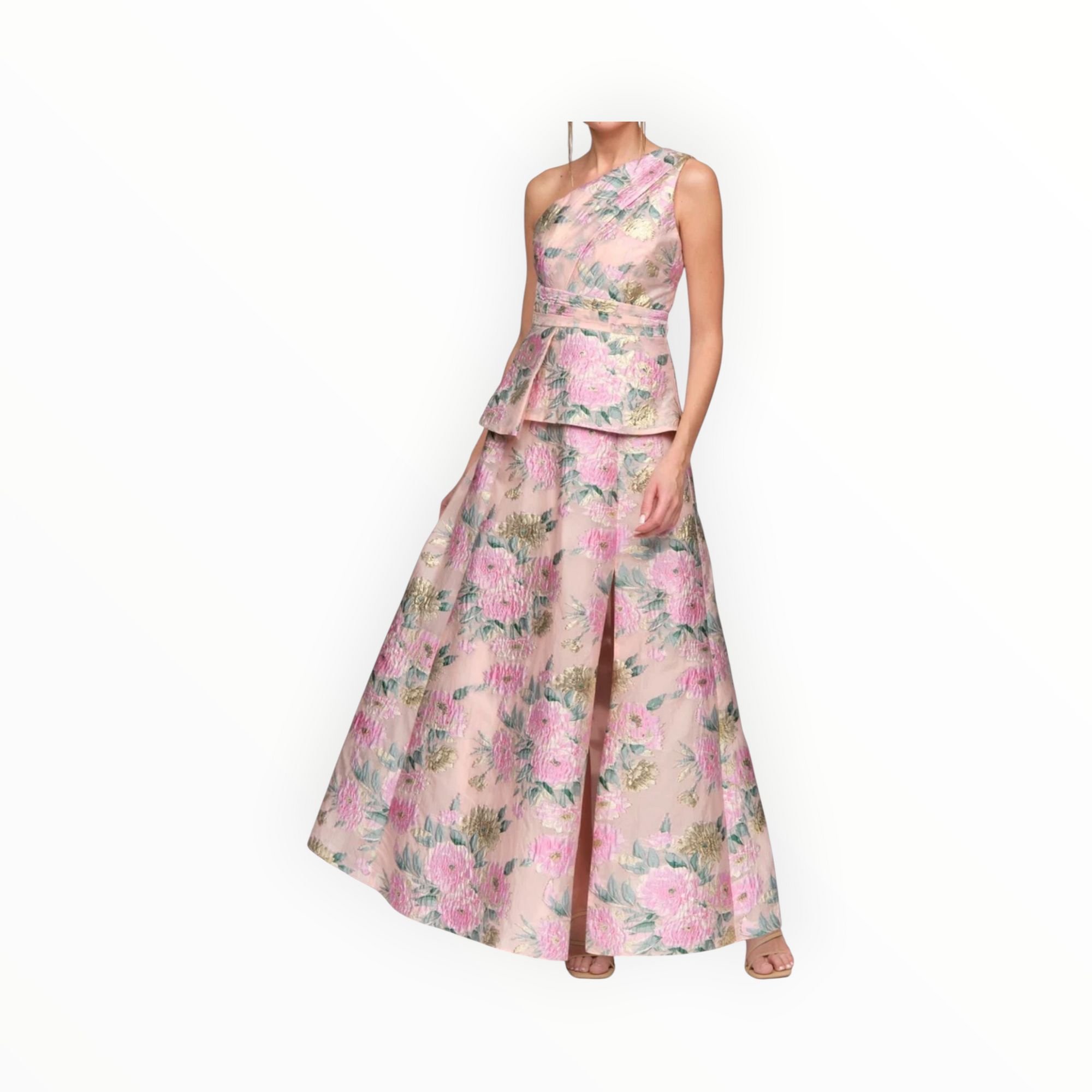 JS Collections Mia One Shoulder Gown - Blush Multi