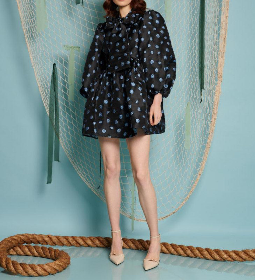 Sister Jane Paddle Jacquard Mini Dress - Black
