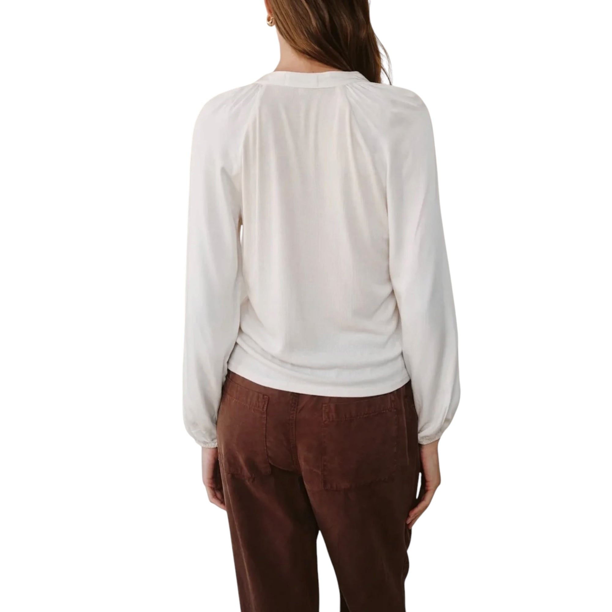 Bella Dahl Raglan Mixed Shirt - Ivory Stone