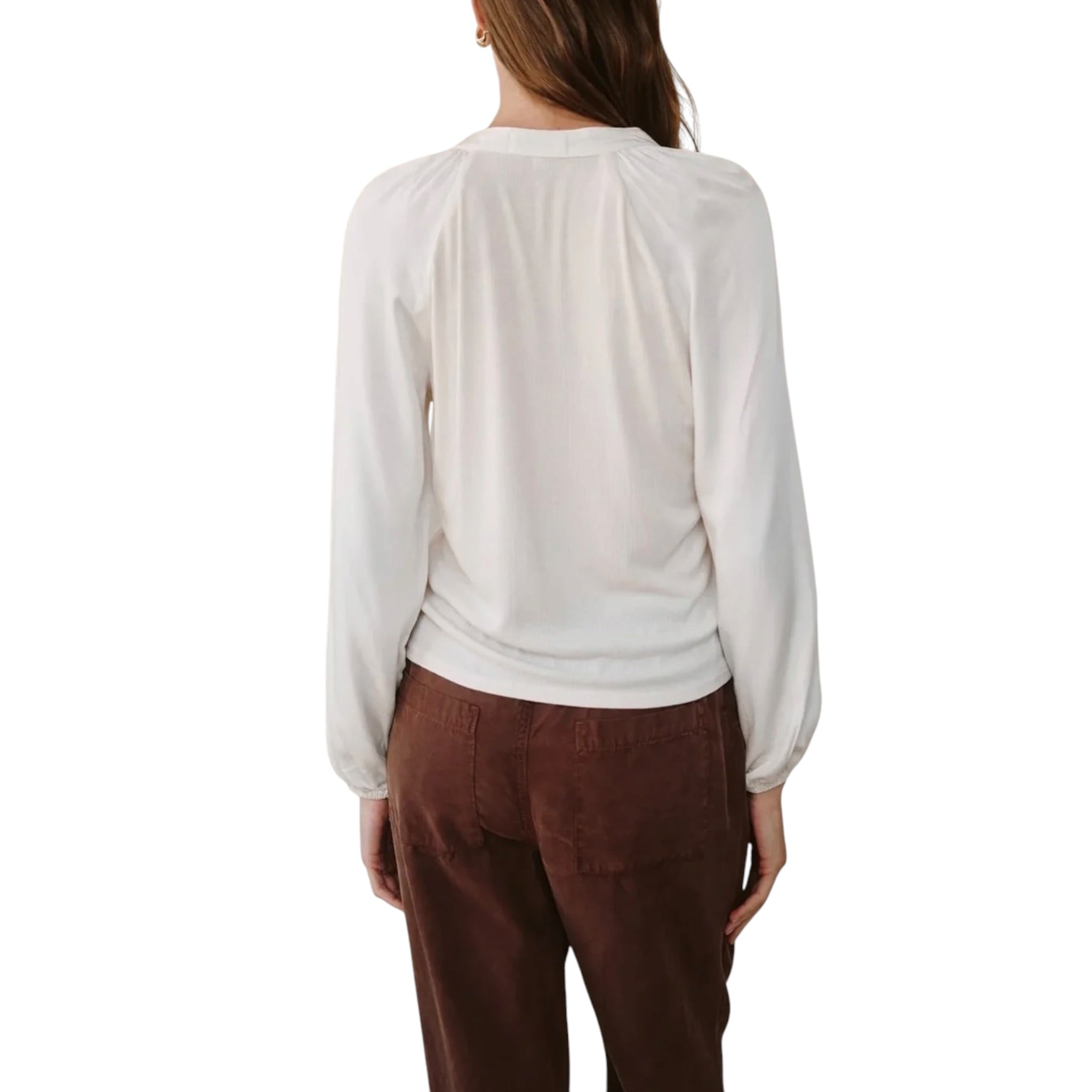 Bella Dahl Raglan Mixed Shirt - Ivory Stone