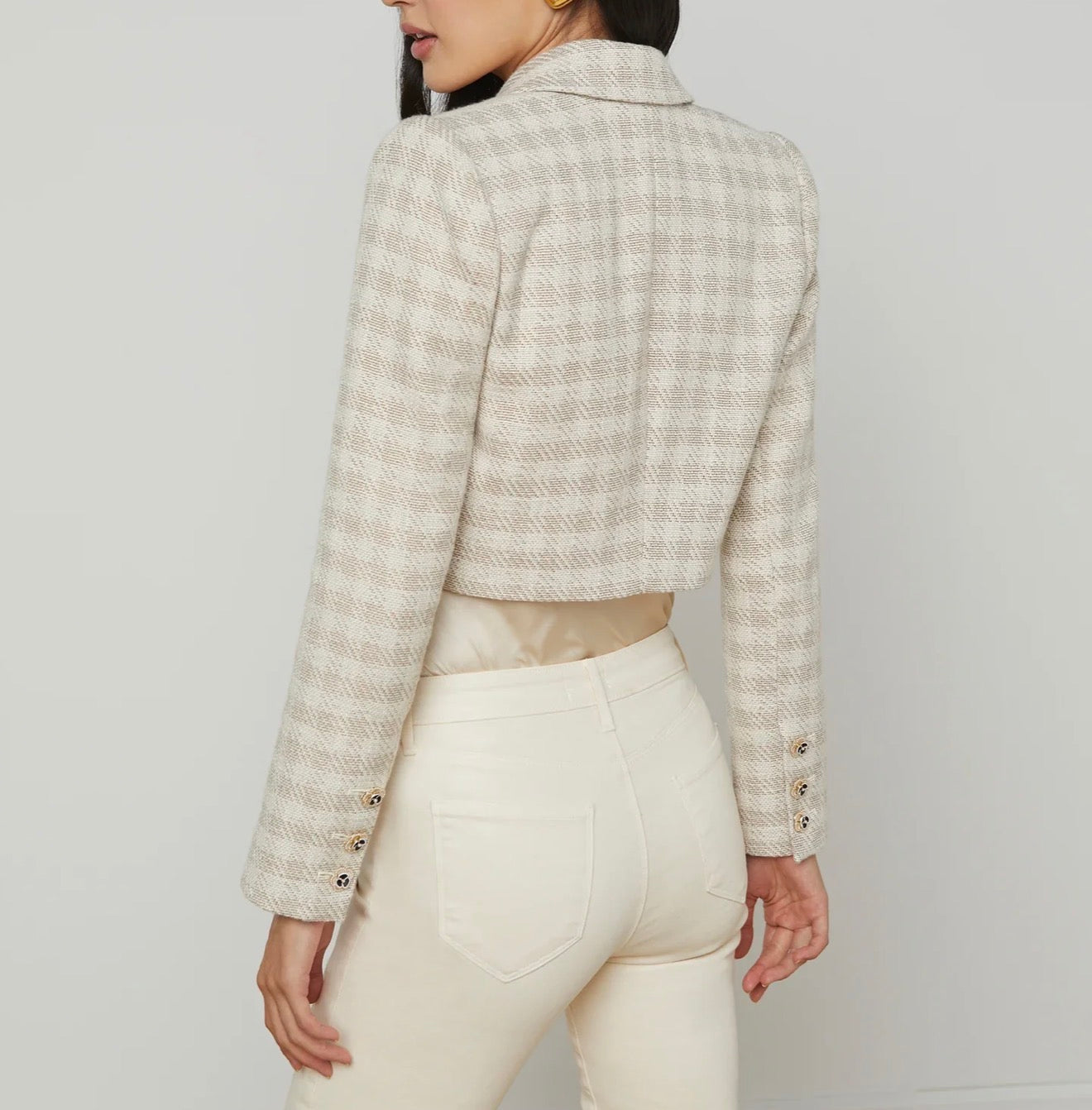 L'Agence Maura Cropped Jacket - Ecru/Gold