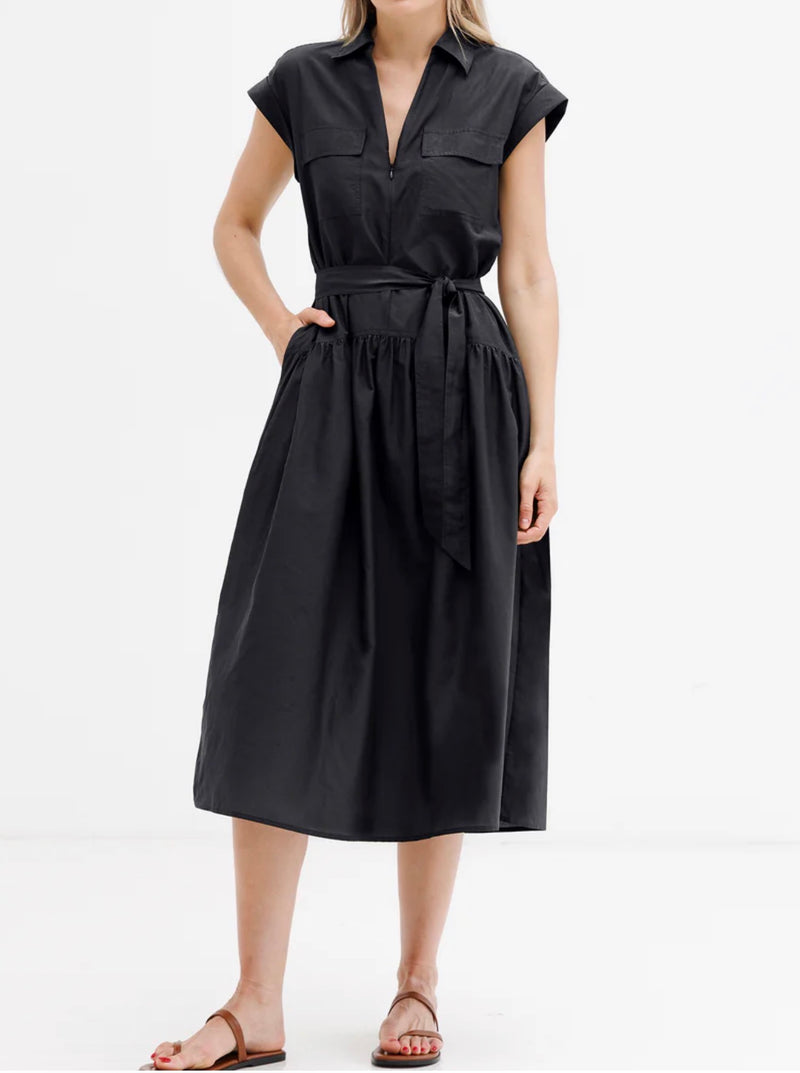 go BY GOSILK Go Zipline Dress - Washed Black