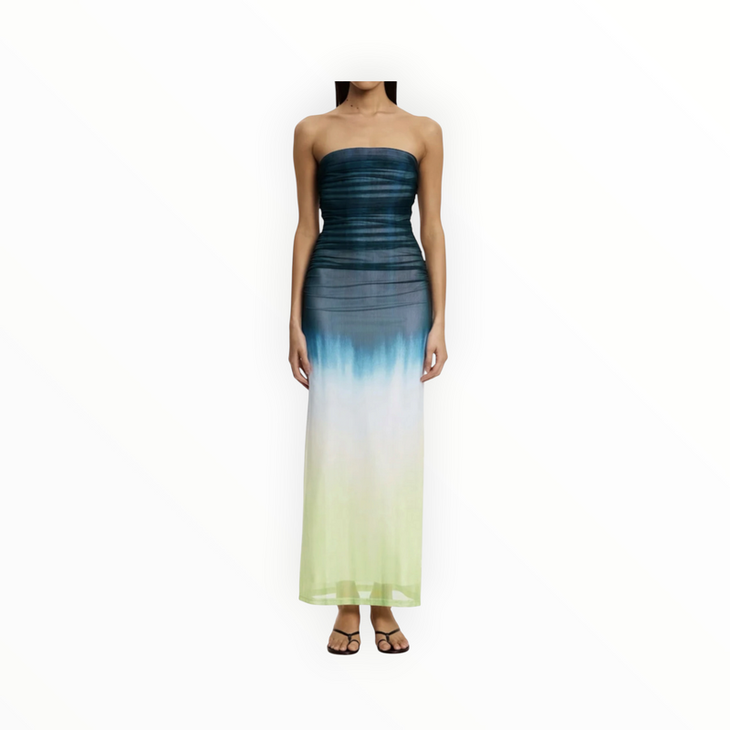 Significant Other Sura Strapless Dress - Petrol Gradient.