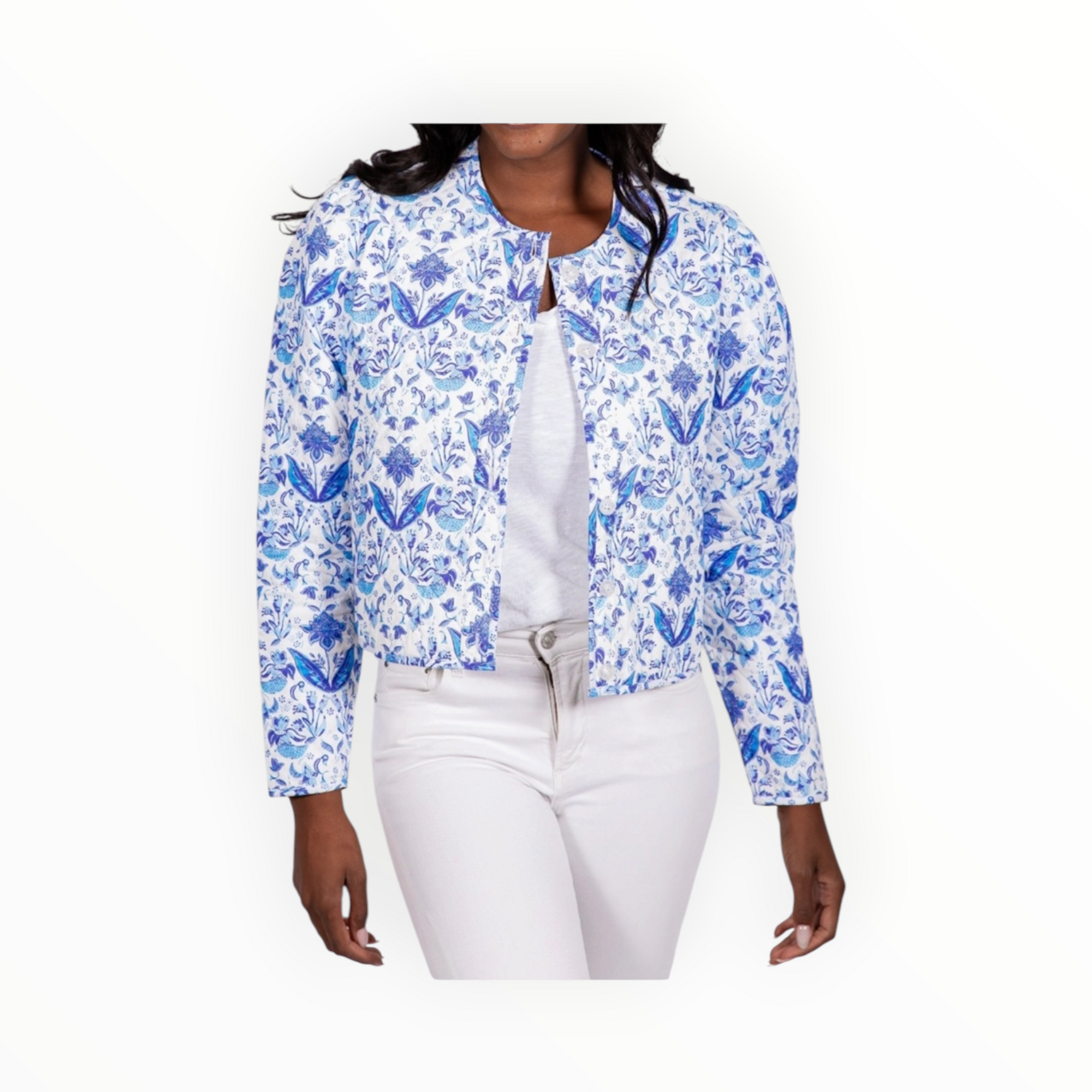 Sail To Sable Batik Print Reversible Button Front Jacket