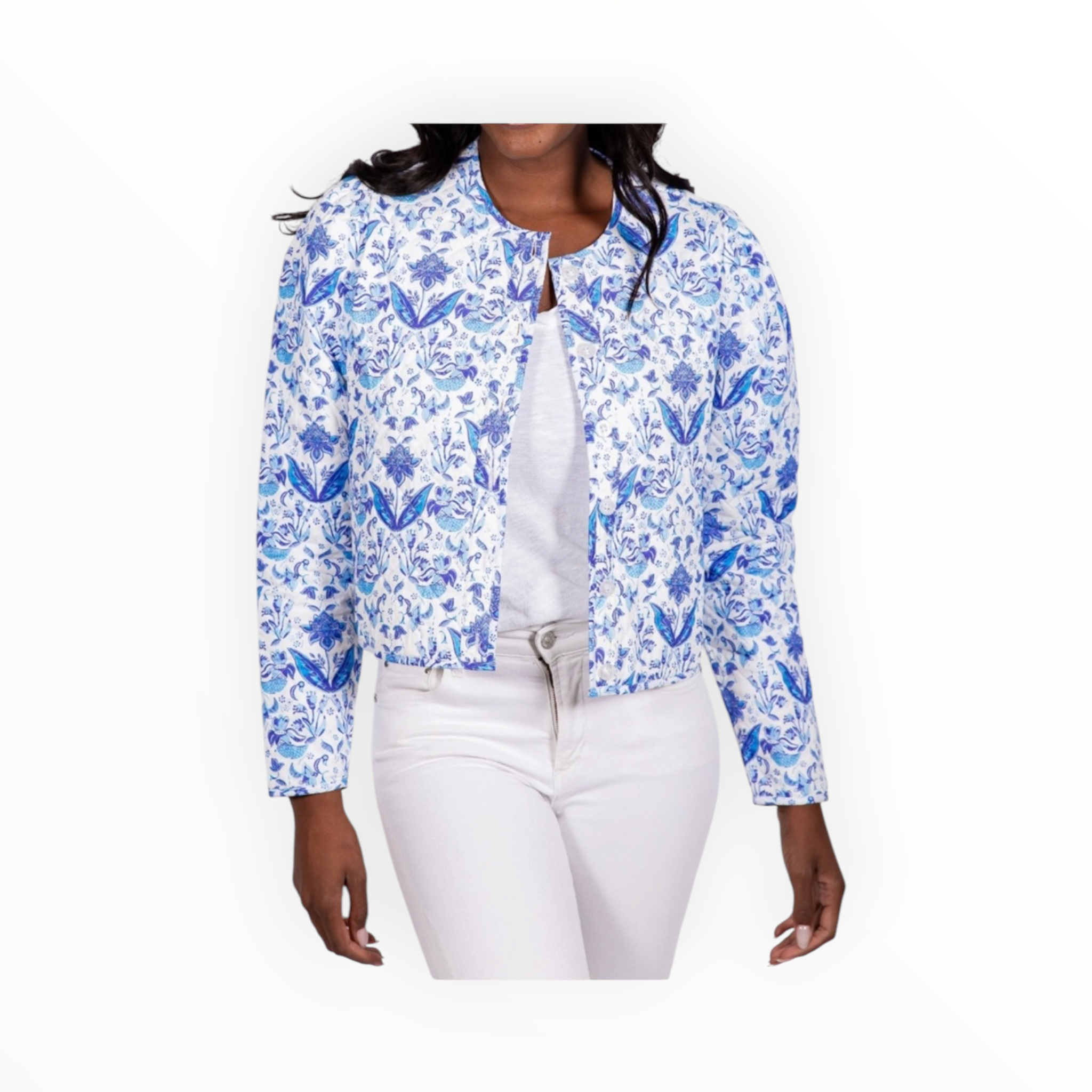 Sail To Sable Batik Print Reversible Button Front Jacket