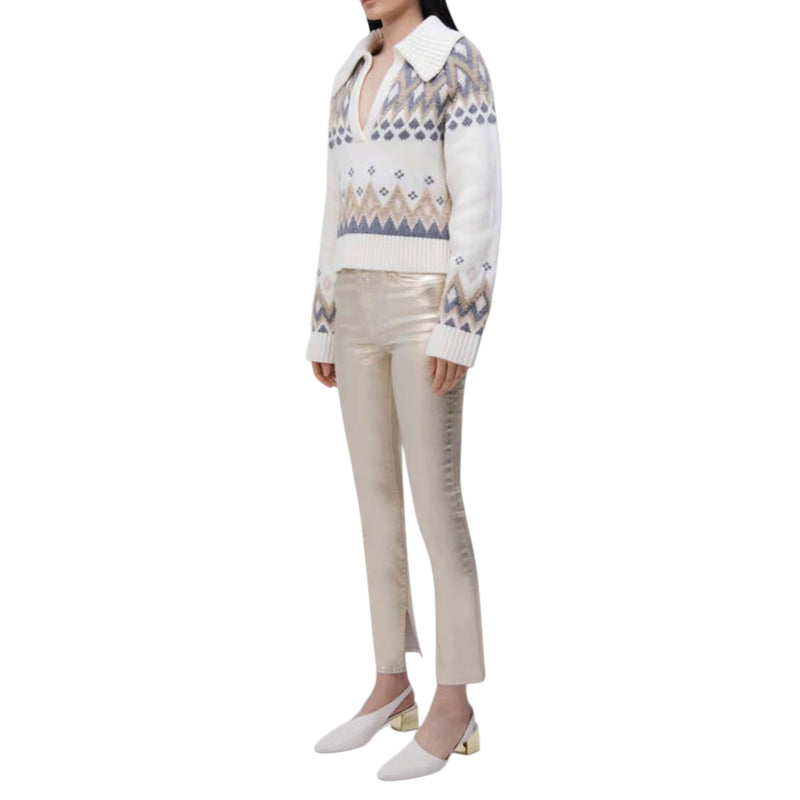 SIMKHAI Rae High Rise Ankle Skinny Jeans - Gold Foil