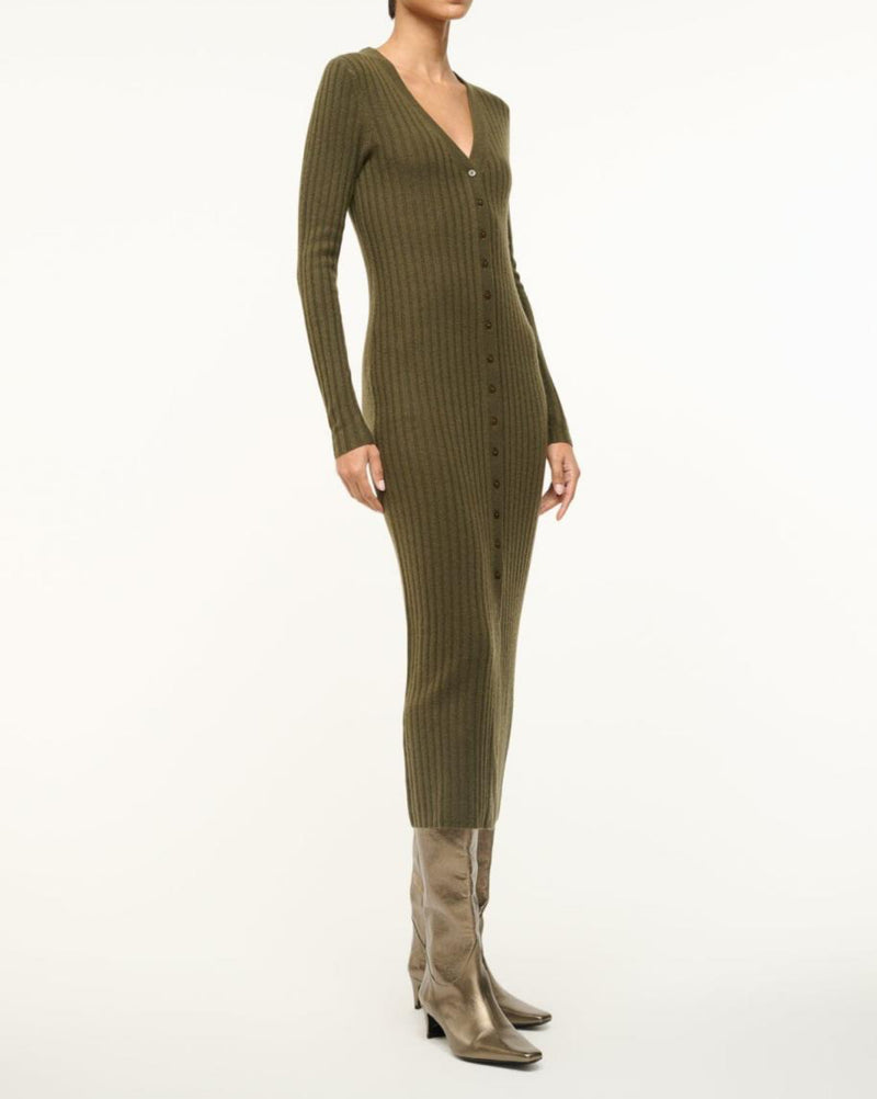 STAUD Shoko Cashmere Sweater Dress - Olive